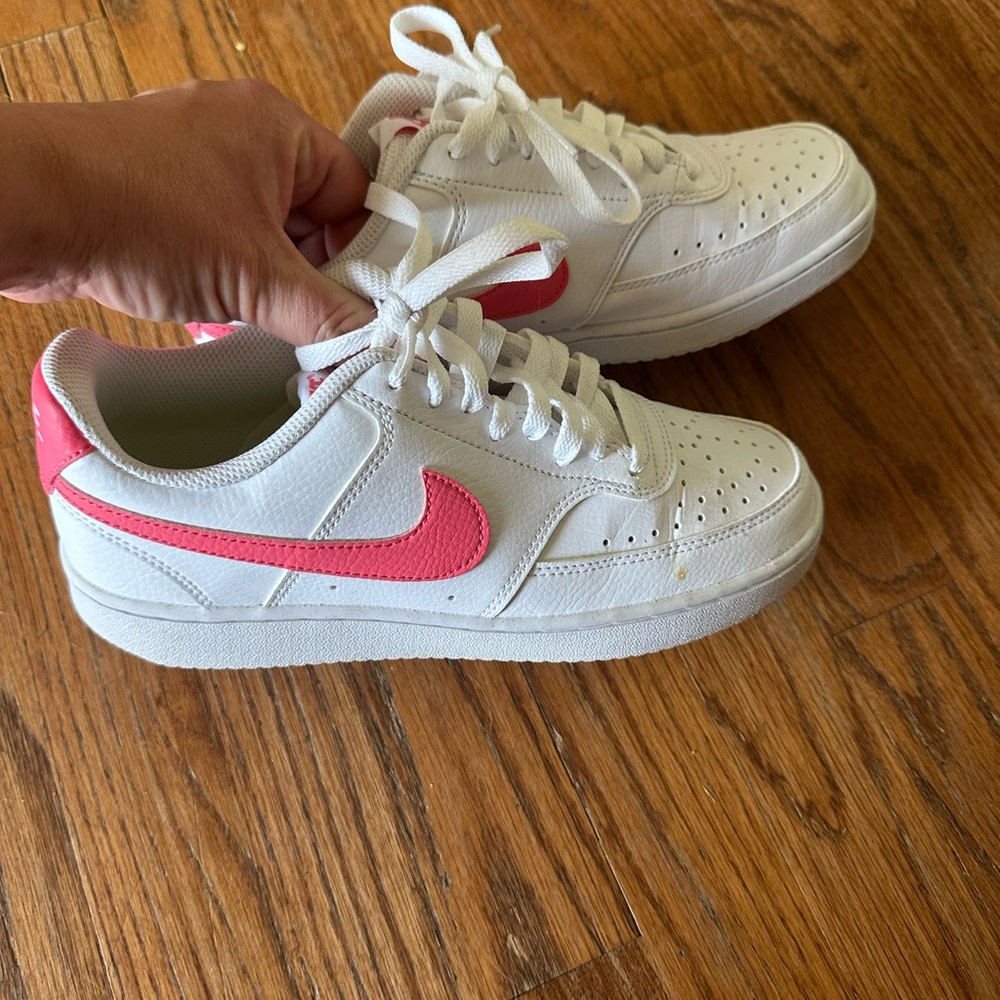 White and Pink Nike Air Force 1s Sneakers - worn once